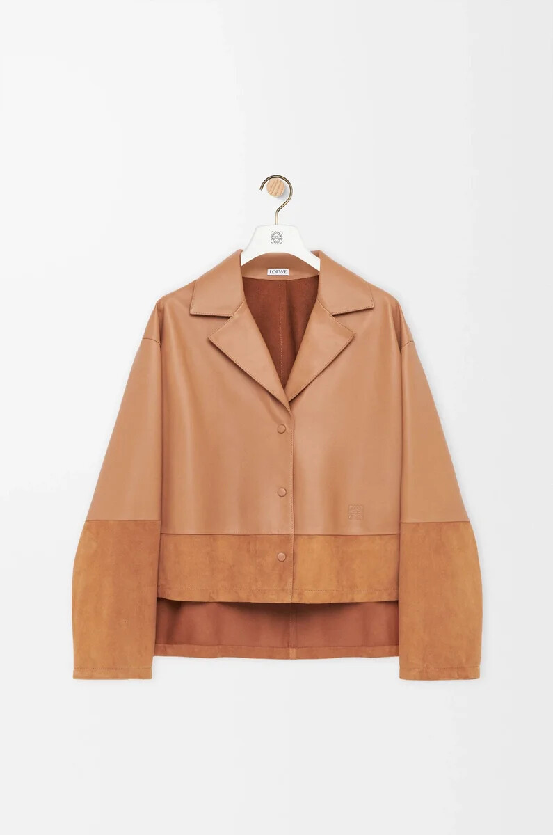blusa pigiama in nappa di agnello toffee