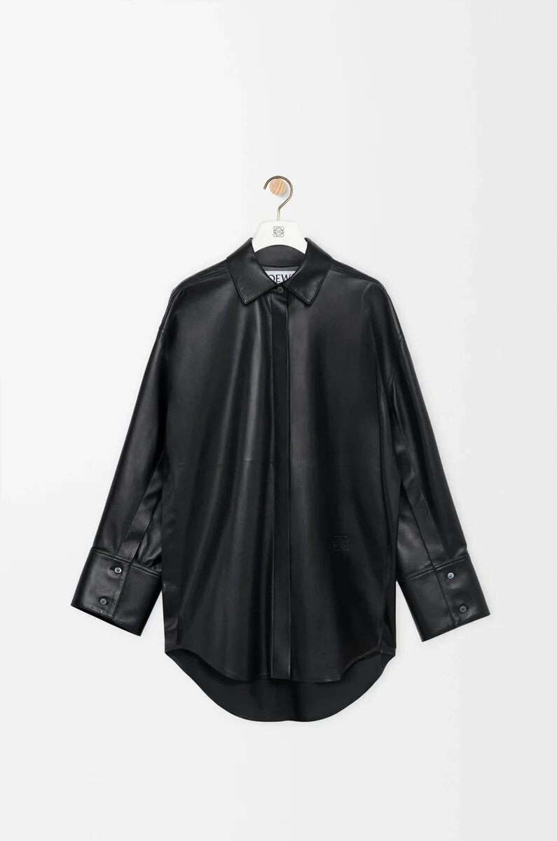 camicia in nappa di agnello nero