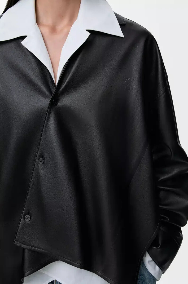camicia in nappa di agnello nero