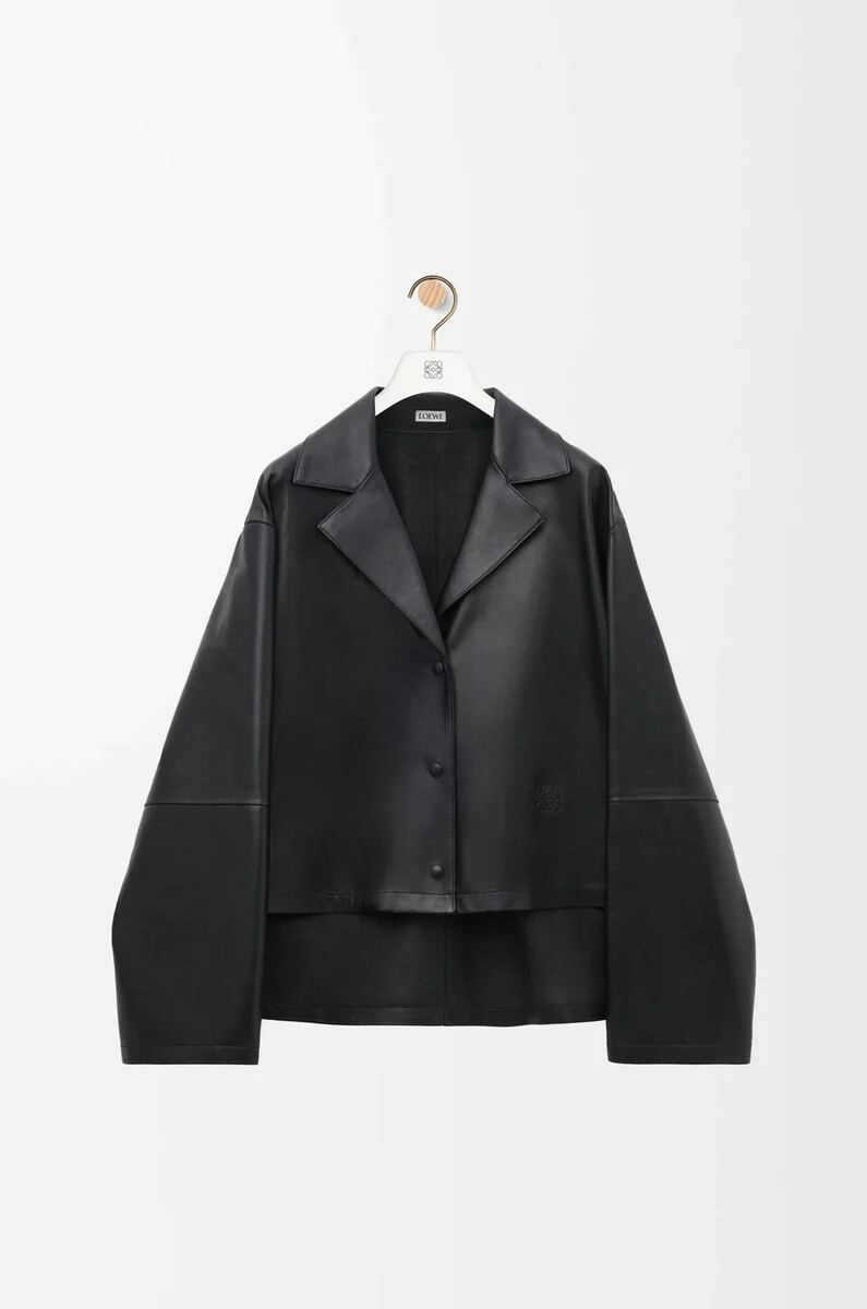 blusa pigiama in nappa di agnello nero