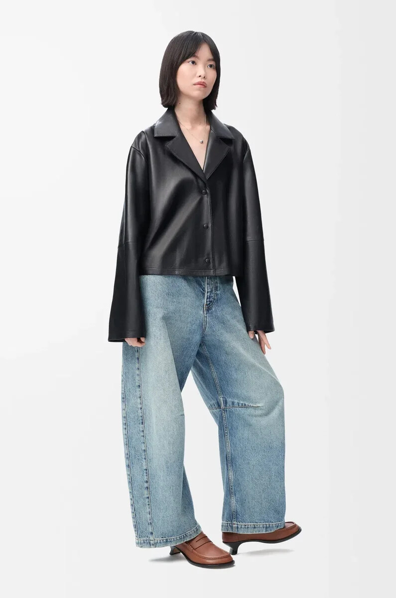 blusa pigiama in nappa di agnello nero