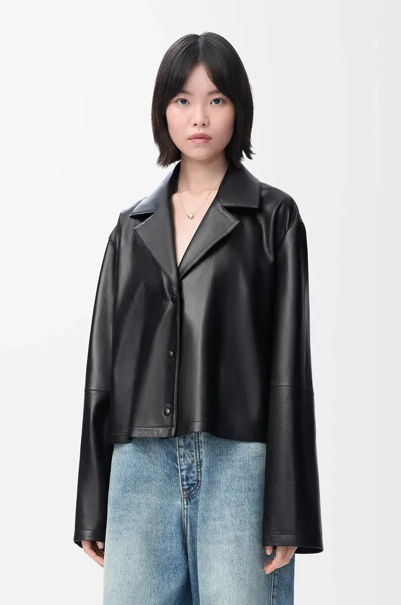 blusa pigiama in nappa di agnello nero