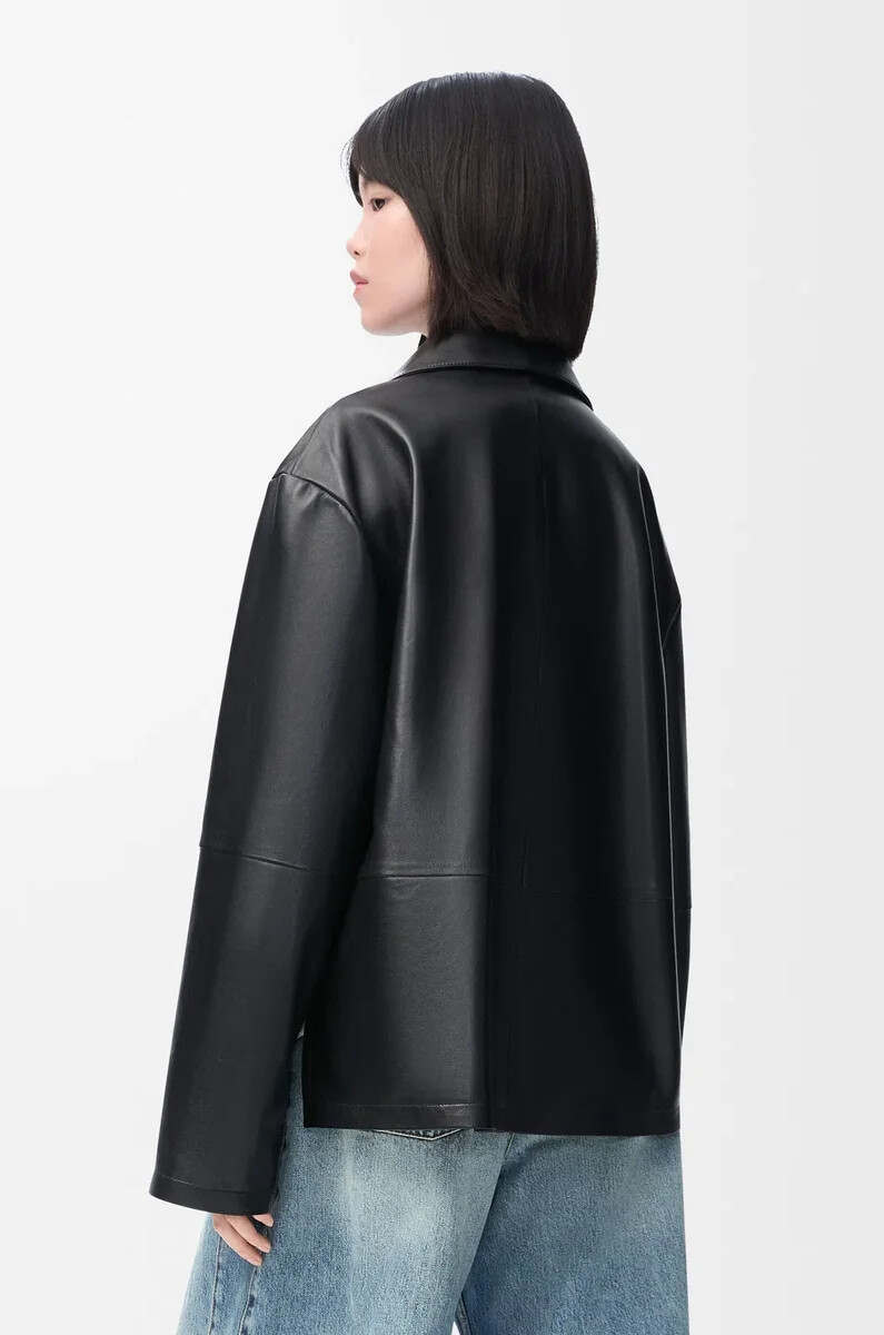 blusa pigiama in nappa di agnello nero