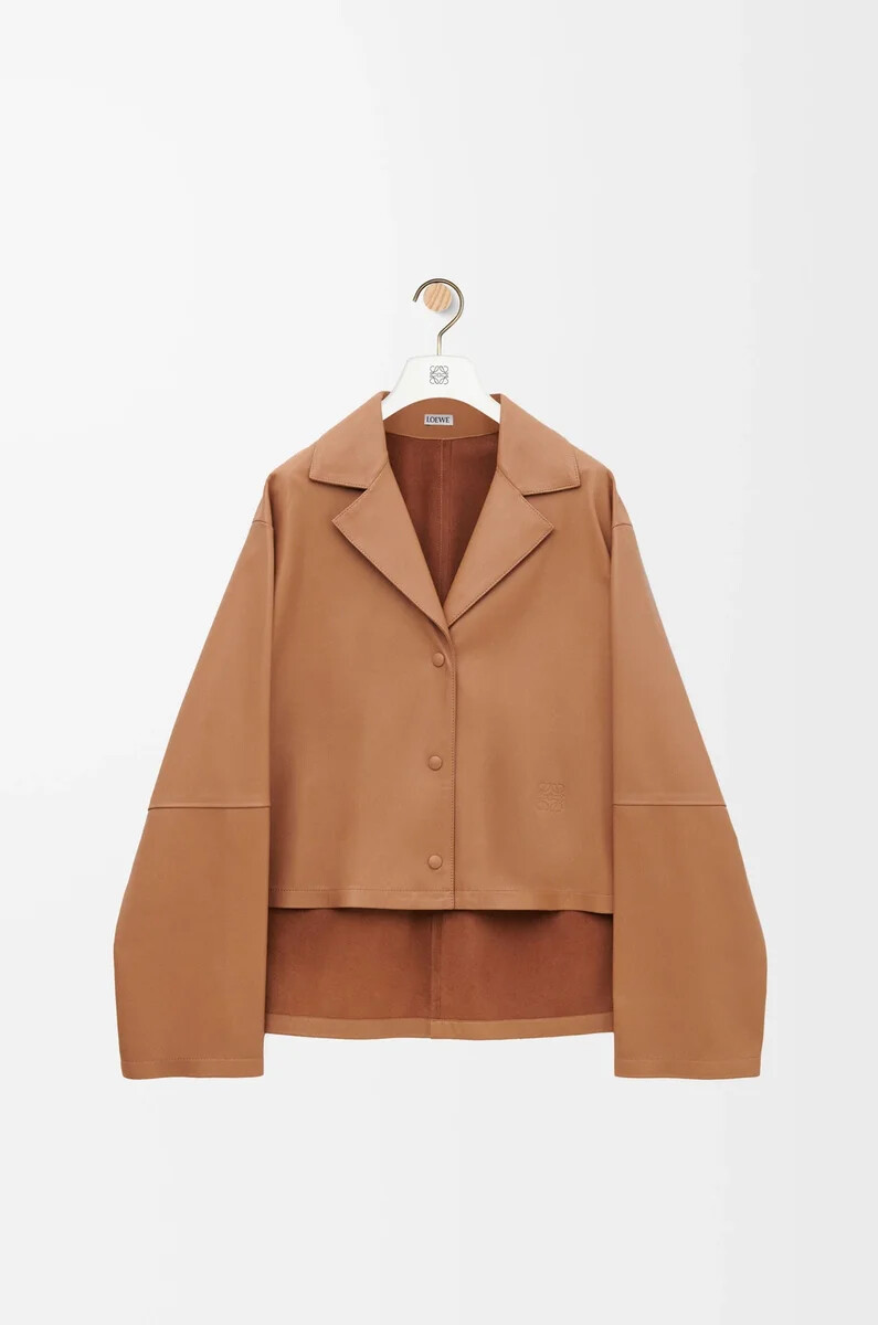 blusa pigiama in nappa di agnello toffee