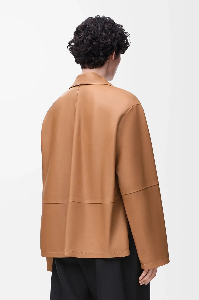 blusa pigiama in nappa di agnello toffee