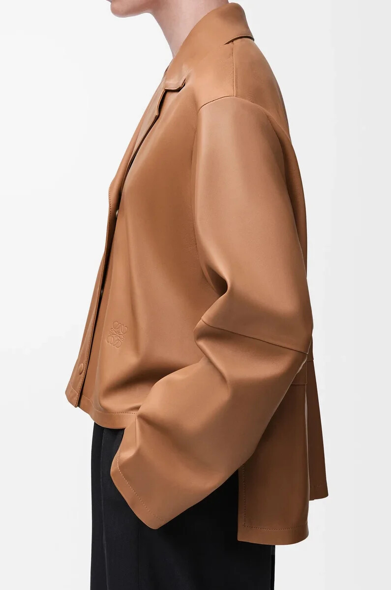 blusa pigiama in nappa di agnello toffee