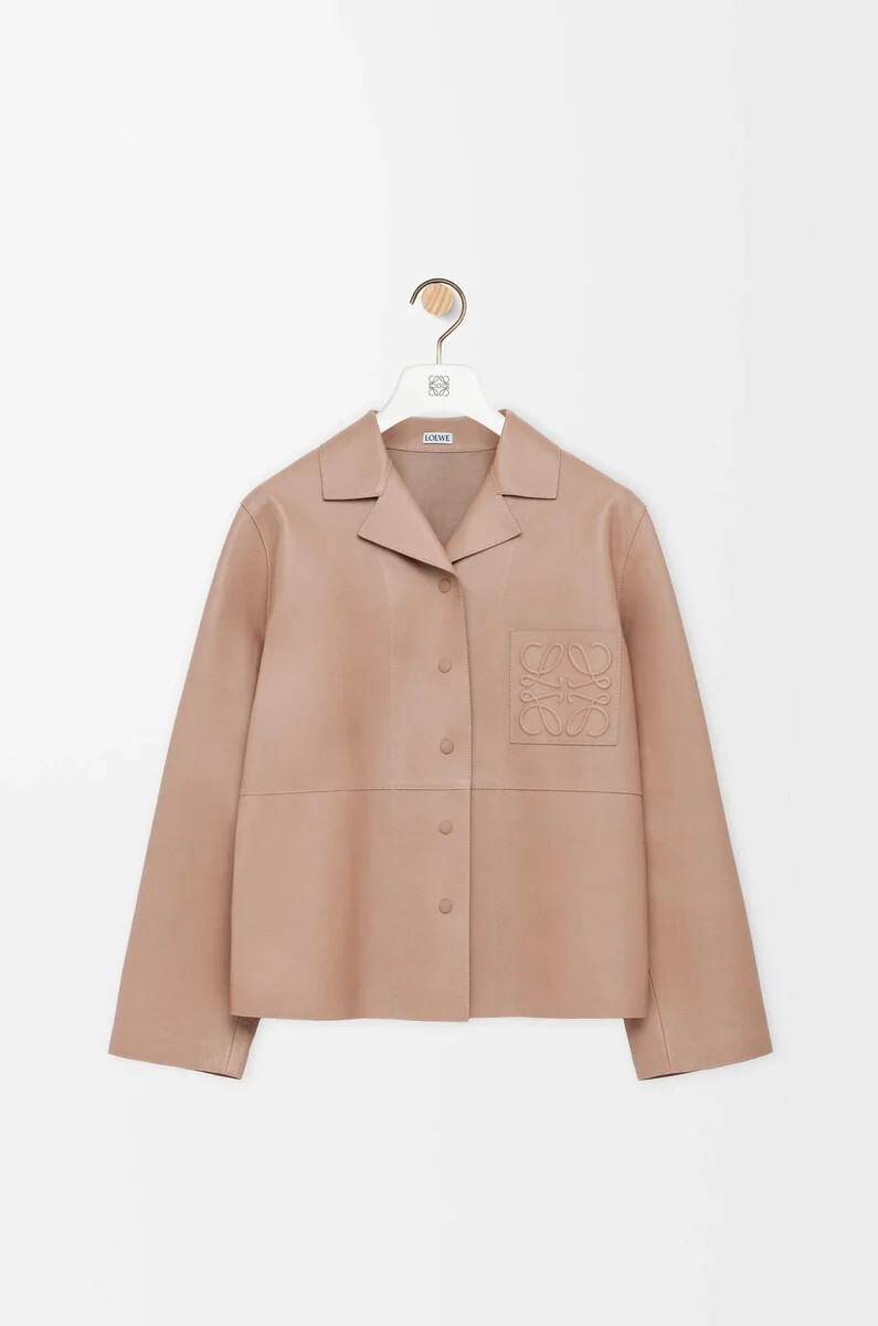 blusa pigiama in nappa di agnello beige