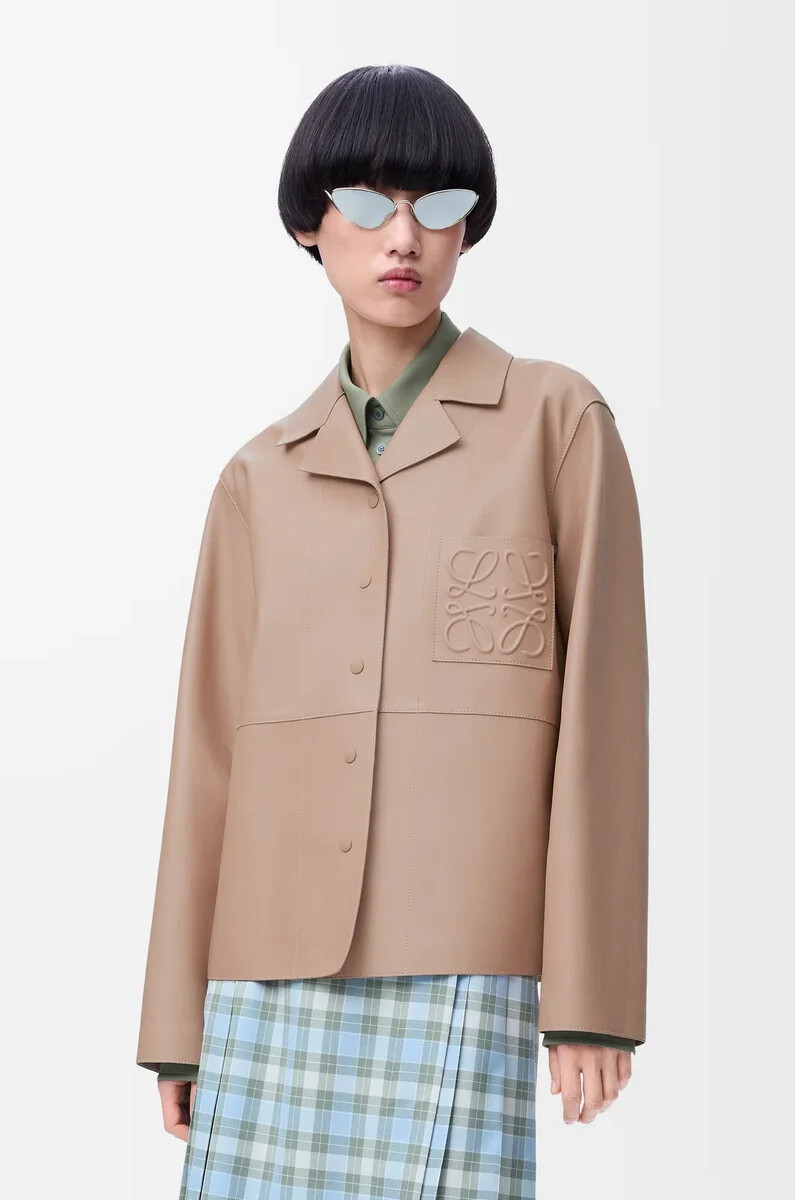 blusa pigiama in nappa di agnello beige