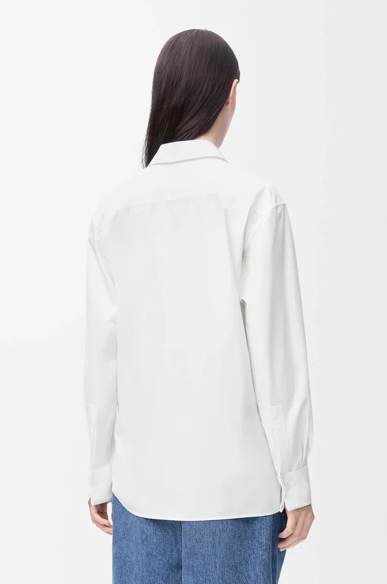 camicia drappeggiata in cotone bianco