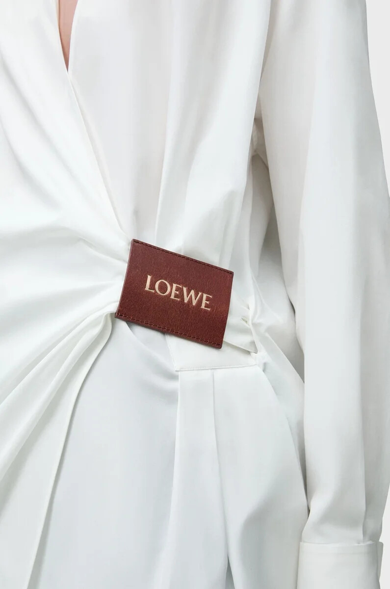 camicia drappeggiata in cotone bianco