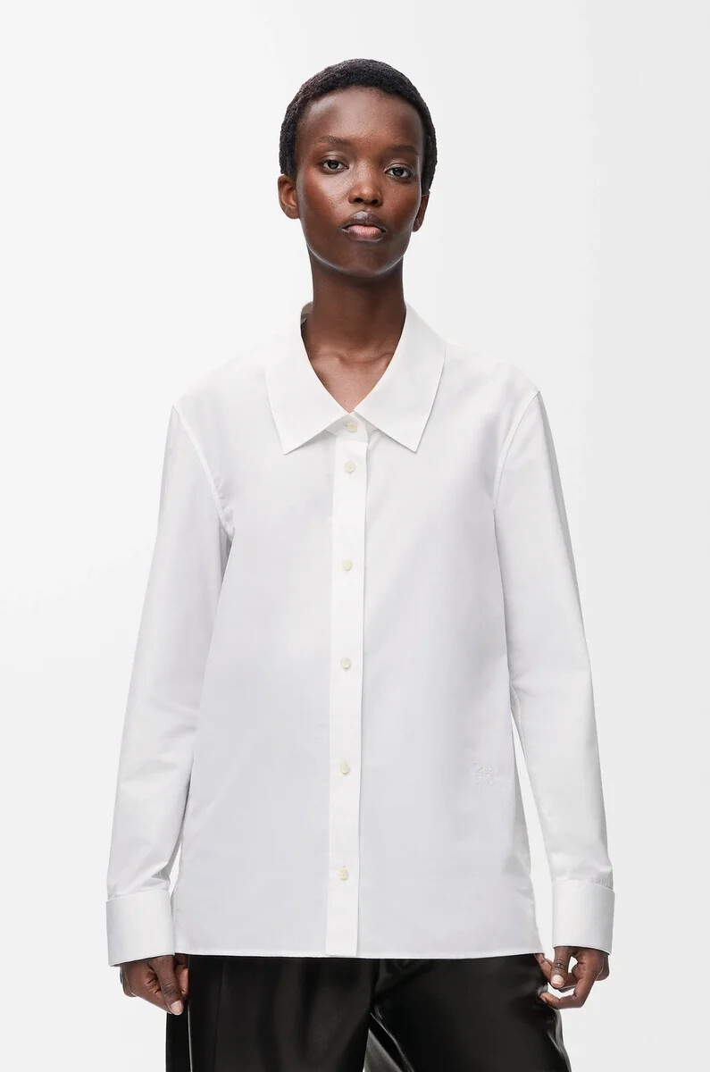 camicia impreziosita in cotone bianco