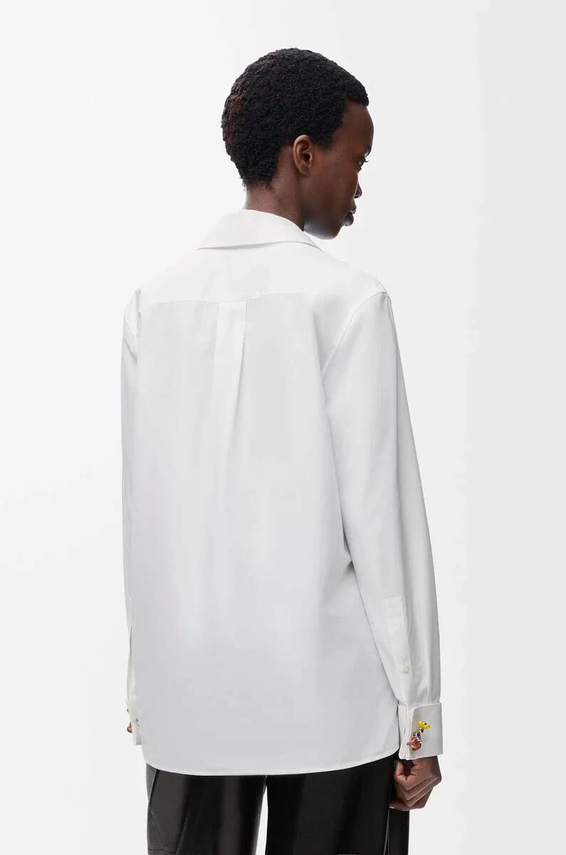 camicia impreziosita in cotone bianco