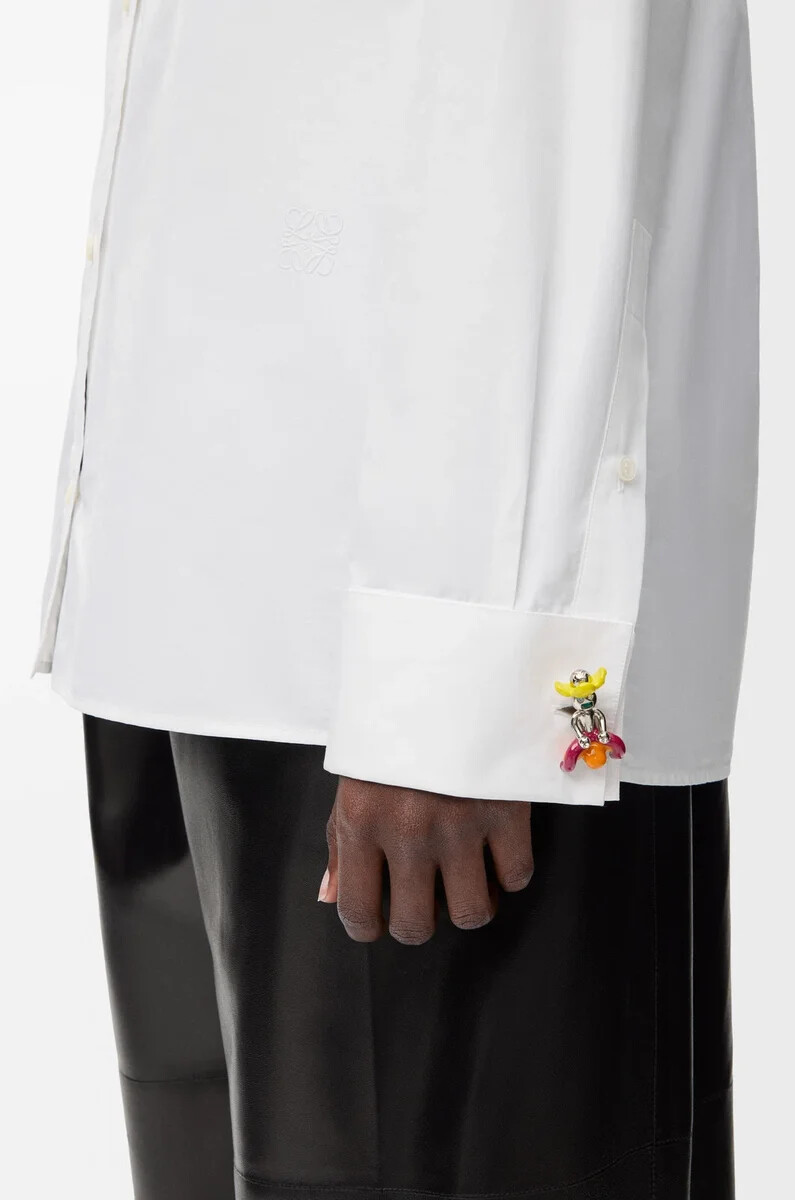 camicia impreziosita in cotone bianco