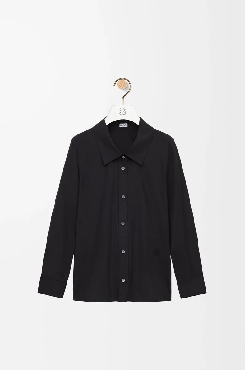 camicia impreziosita in cotone nero