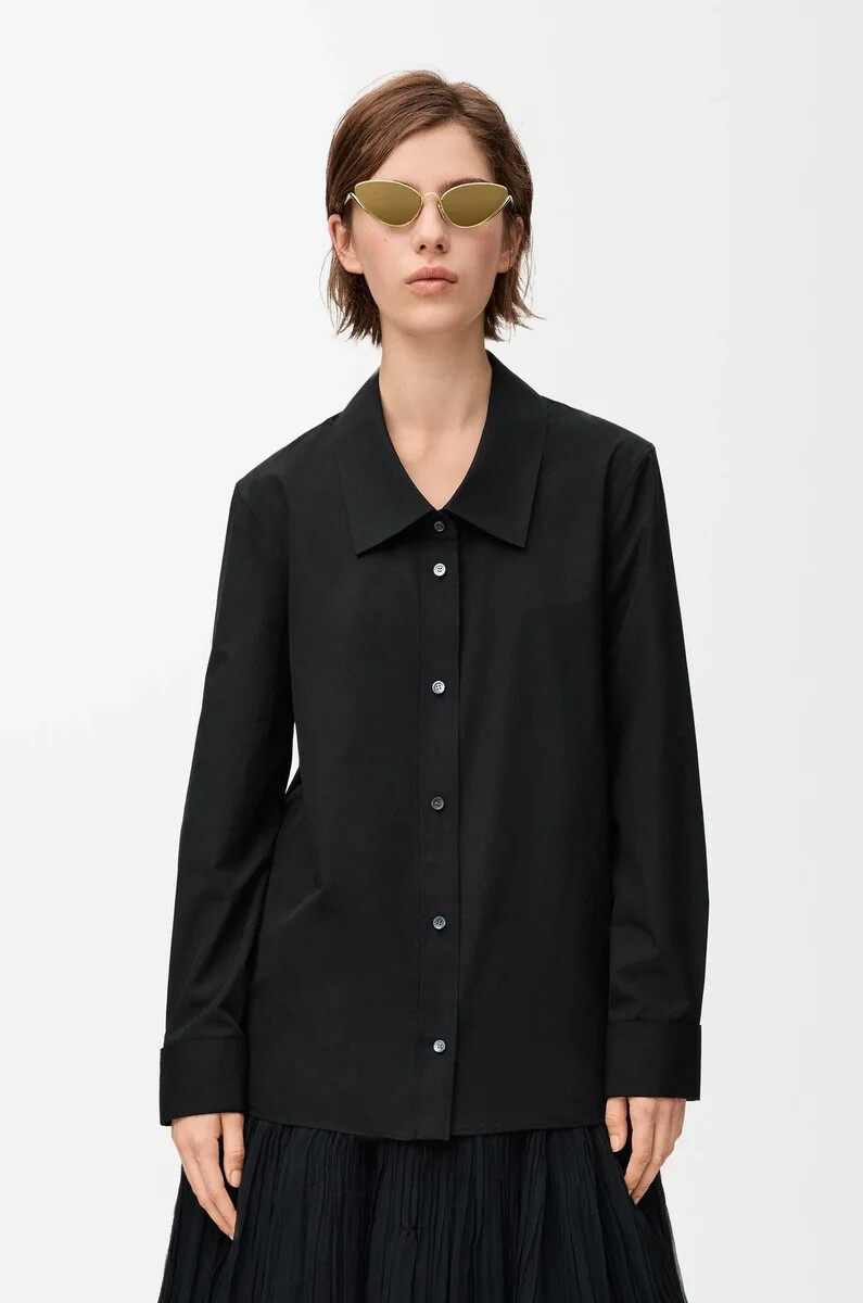 camicia impreziosita in cotone nero