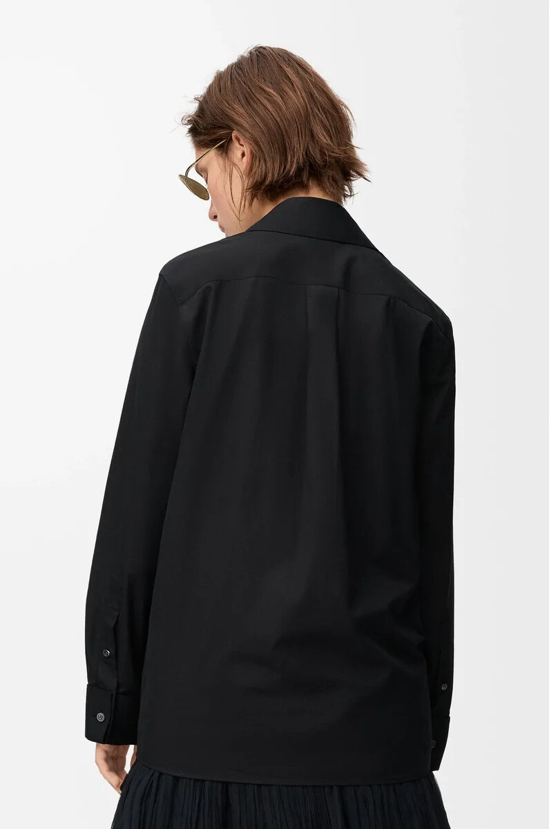 camicia impreziosita in cotone nero