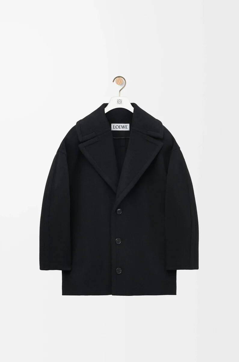 cappotto corto in lana nero