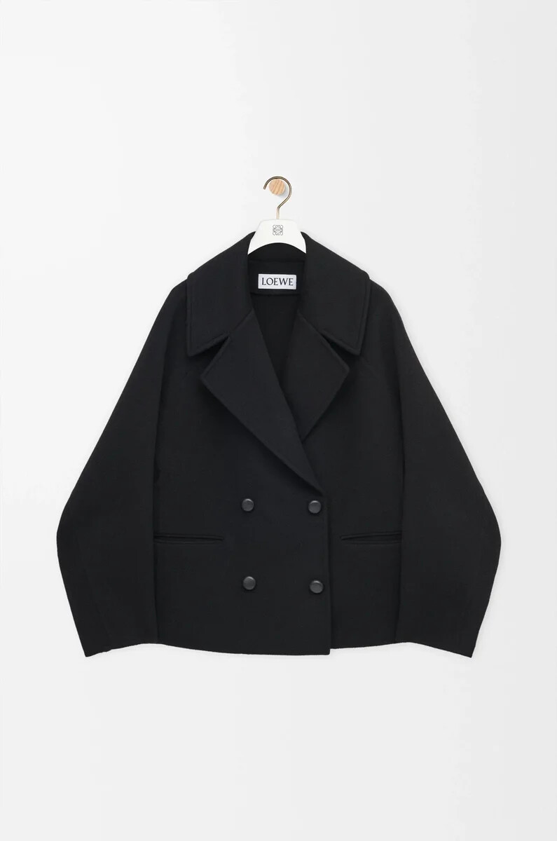cappotto corto in lana nero