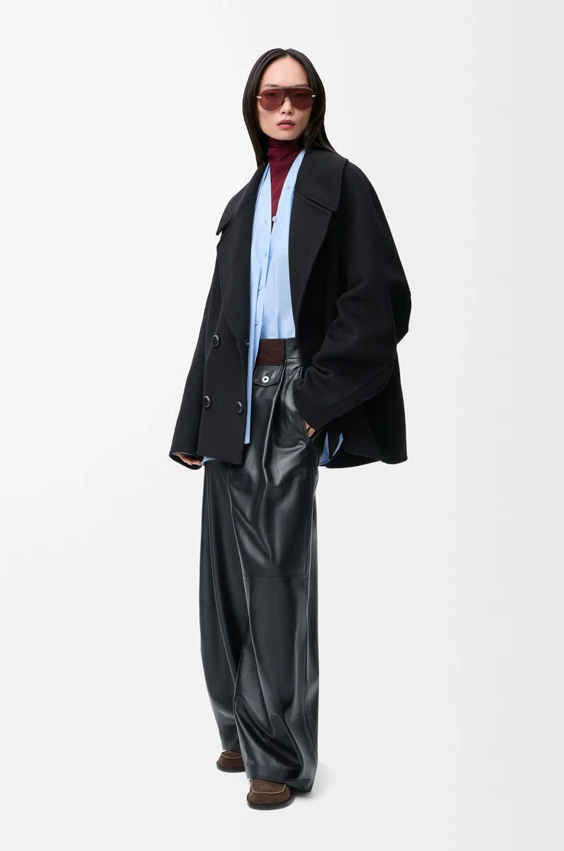cappotto corto in lana nero