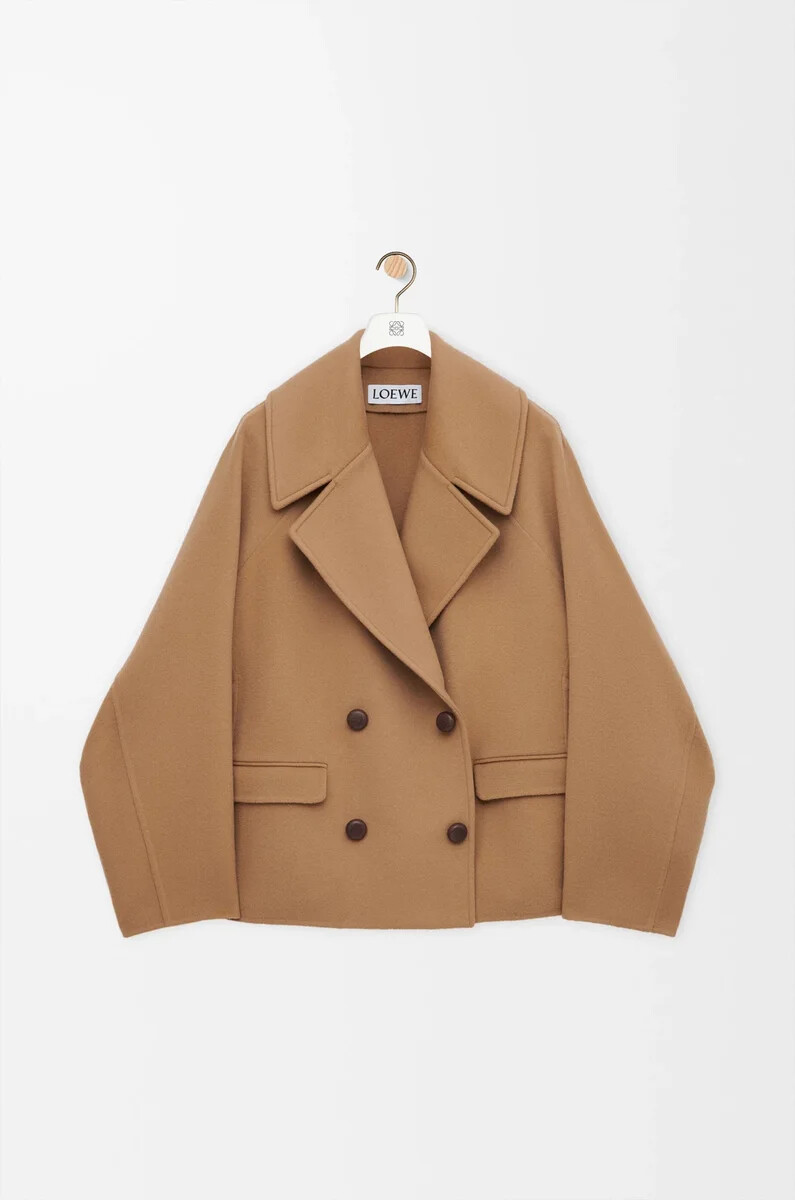 cappotto corto in lana cammello