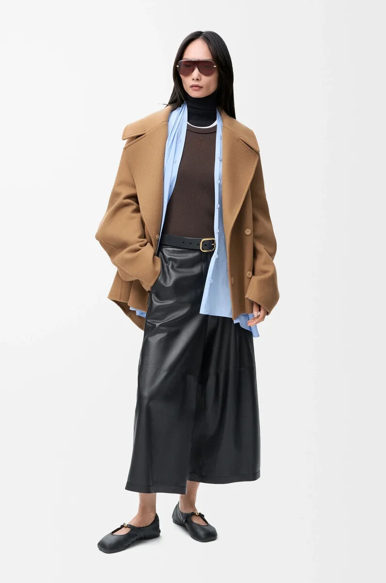 cappotto corto in lana cammello