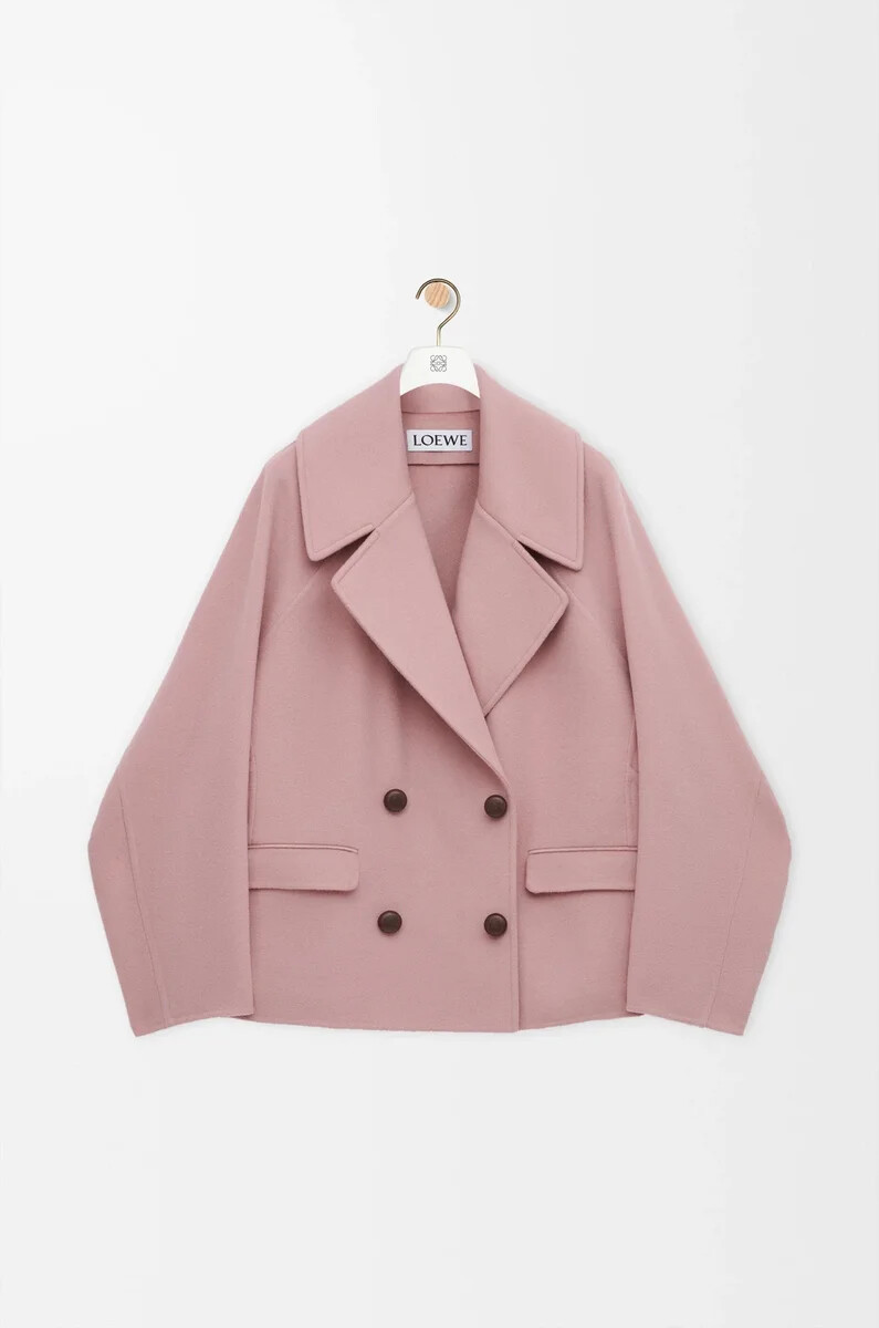 cappotto corto in lana rosa