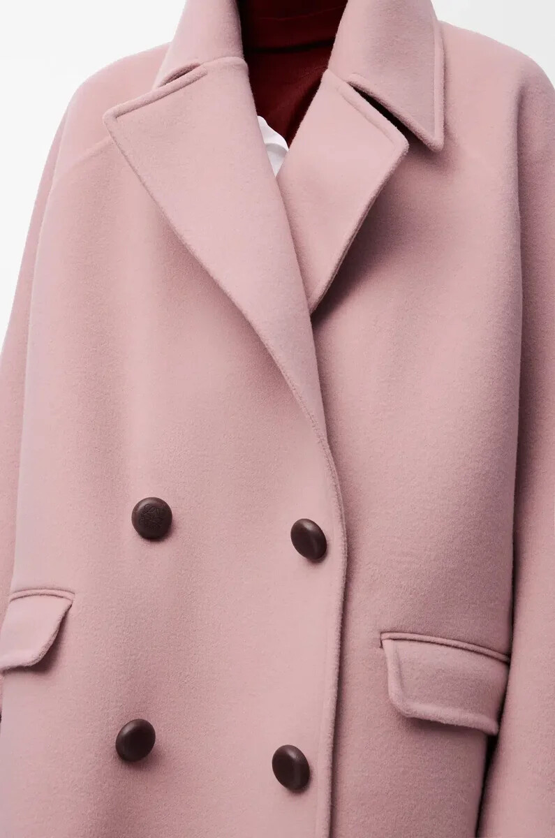 cappotto corto in lana rosa
