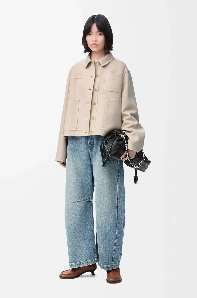 giacca da lavoro in lana e cashmere light beige melange