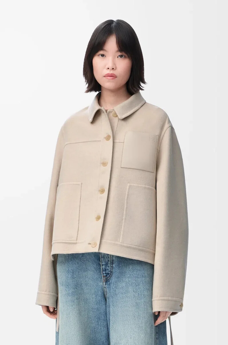 giacca da lavoro in lana e cashmere light beige melange