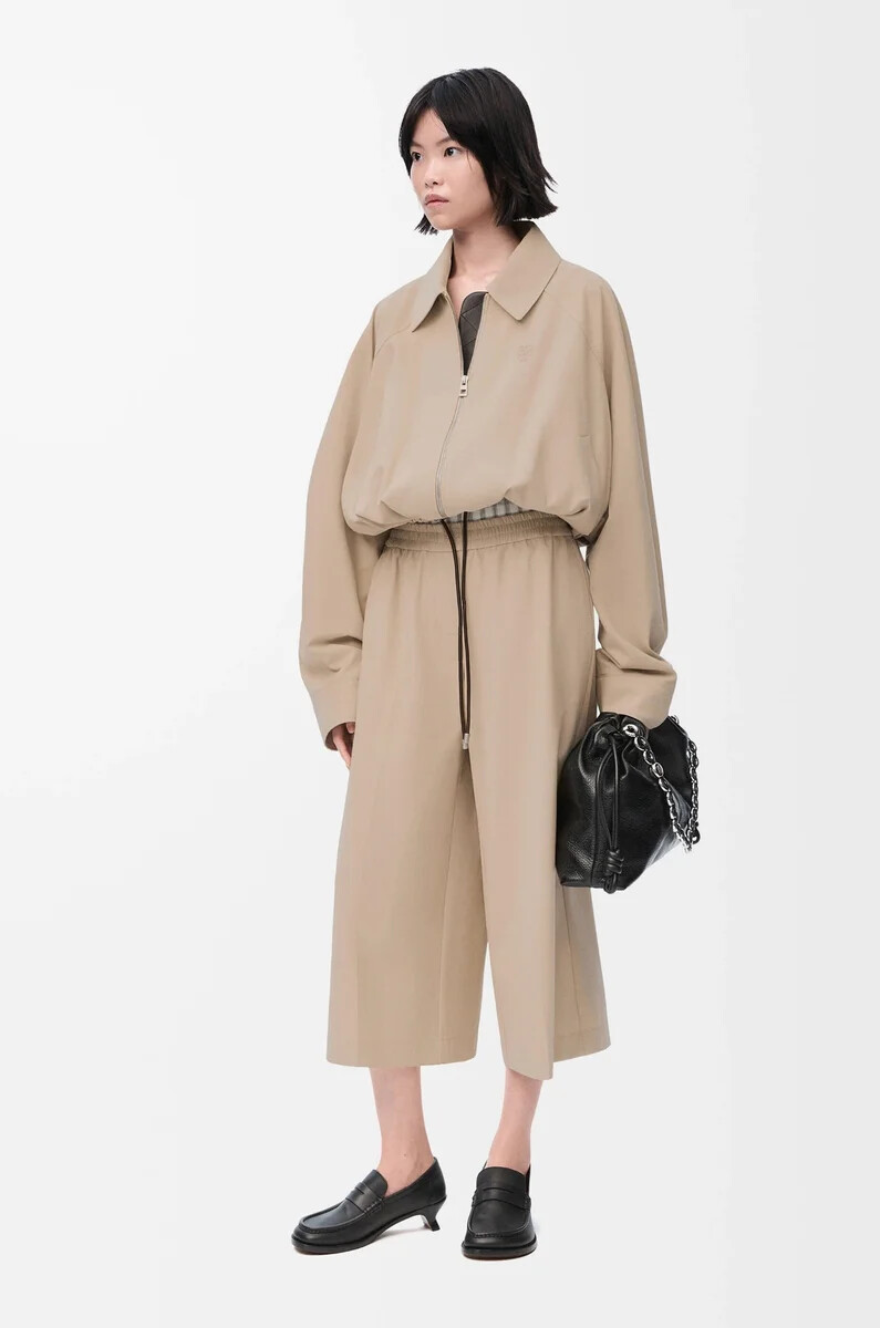 giacca a palloncino in cotone beige