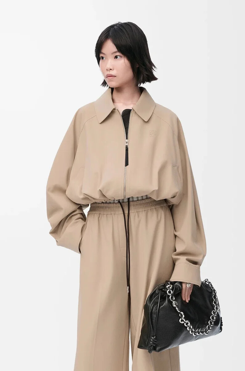 giacca a palloncino in cotone beige