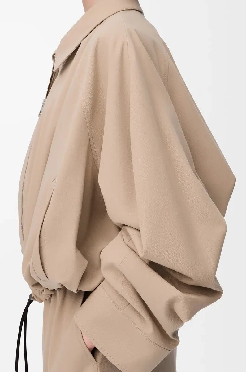 giacca a palloncino in cotone beige