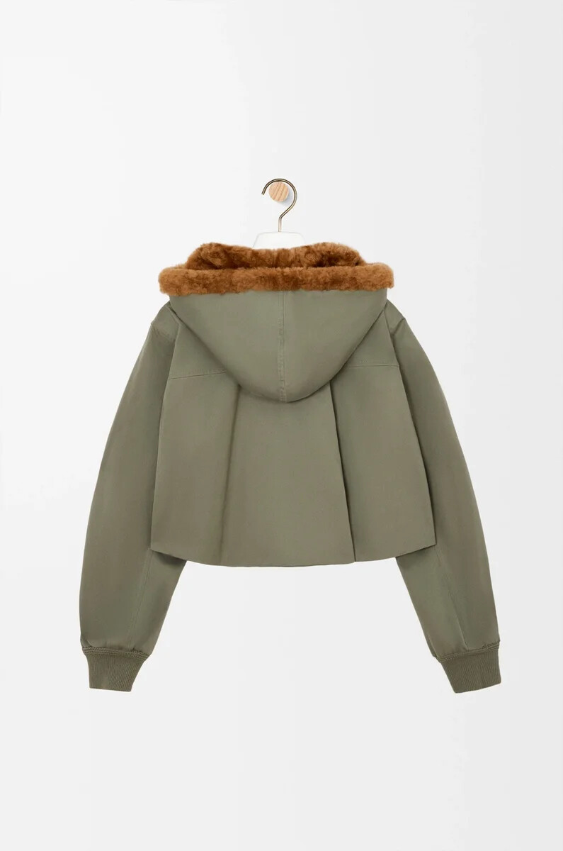 parka corto in cotone verde kaki