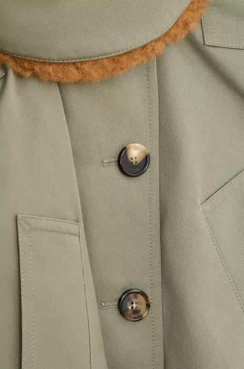 parka corto in cotone verde kaki