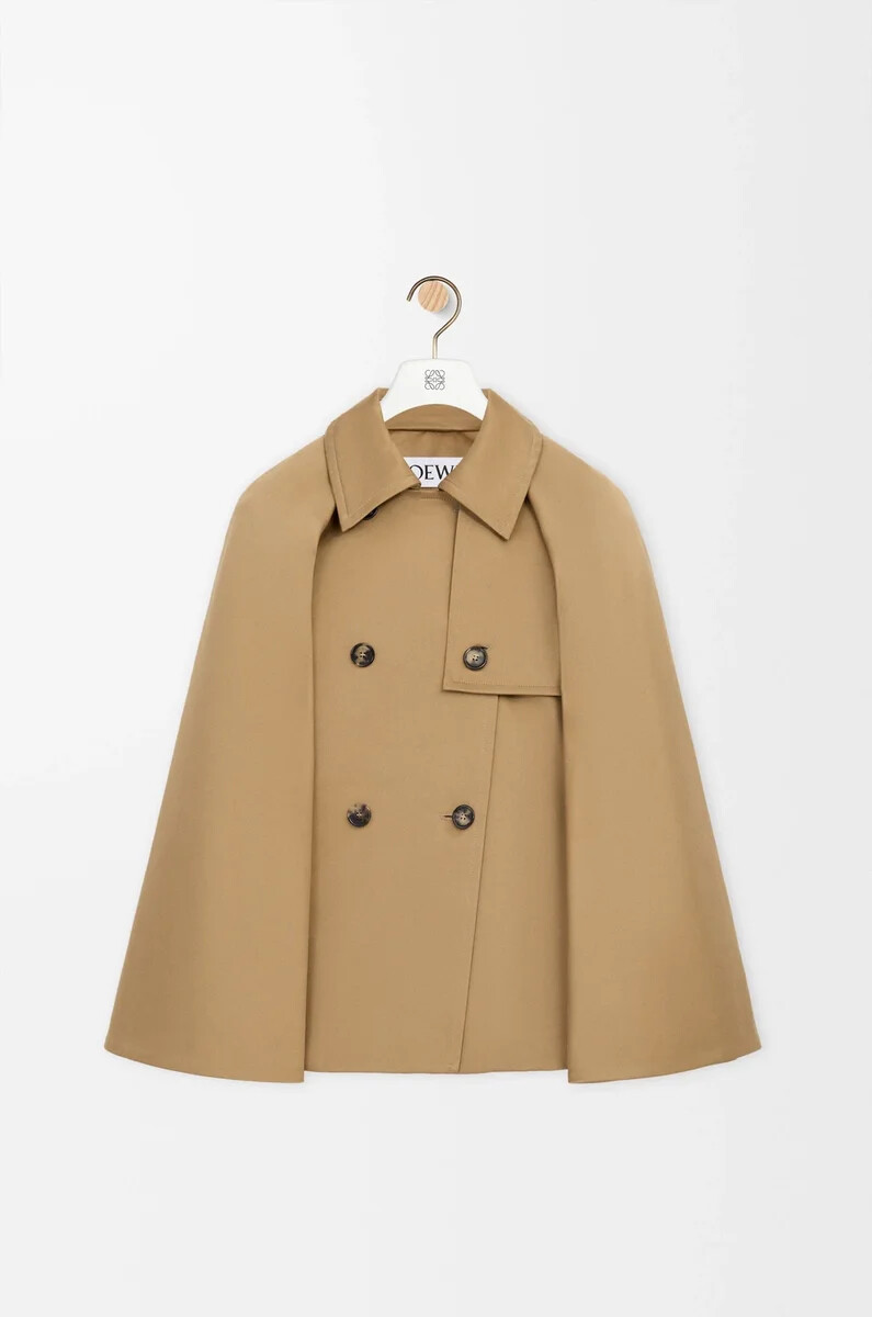 giacca a mantella in cotone beige