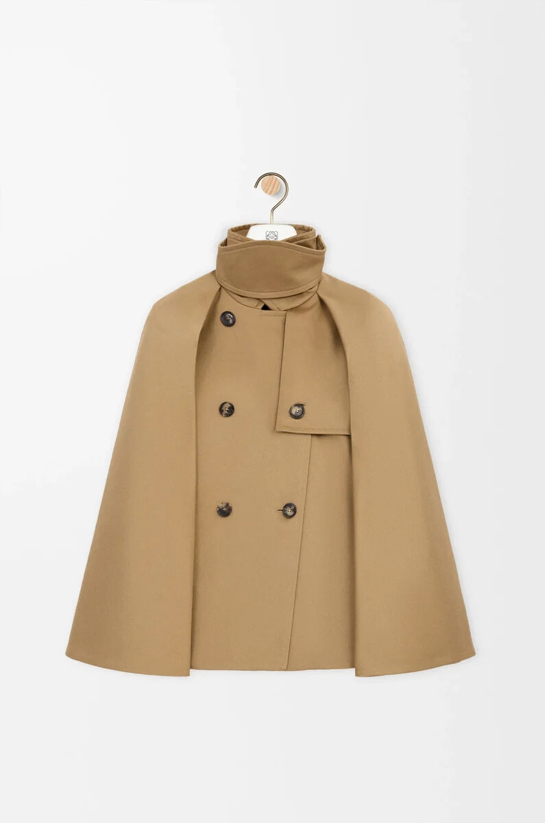 giacca a mantella in cotone beige