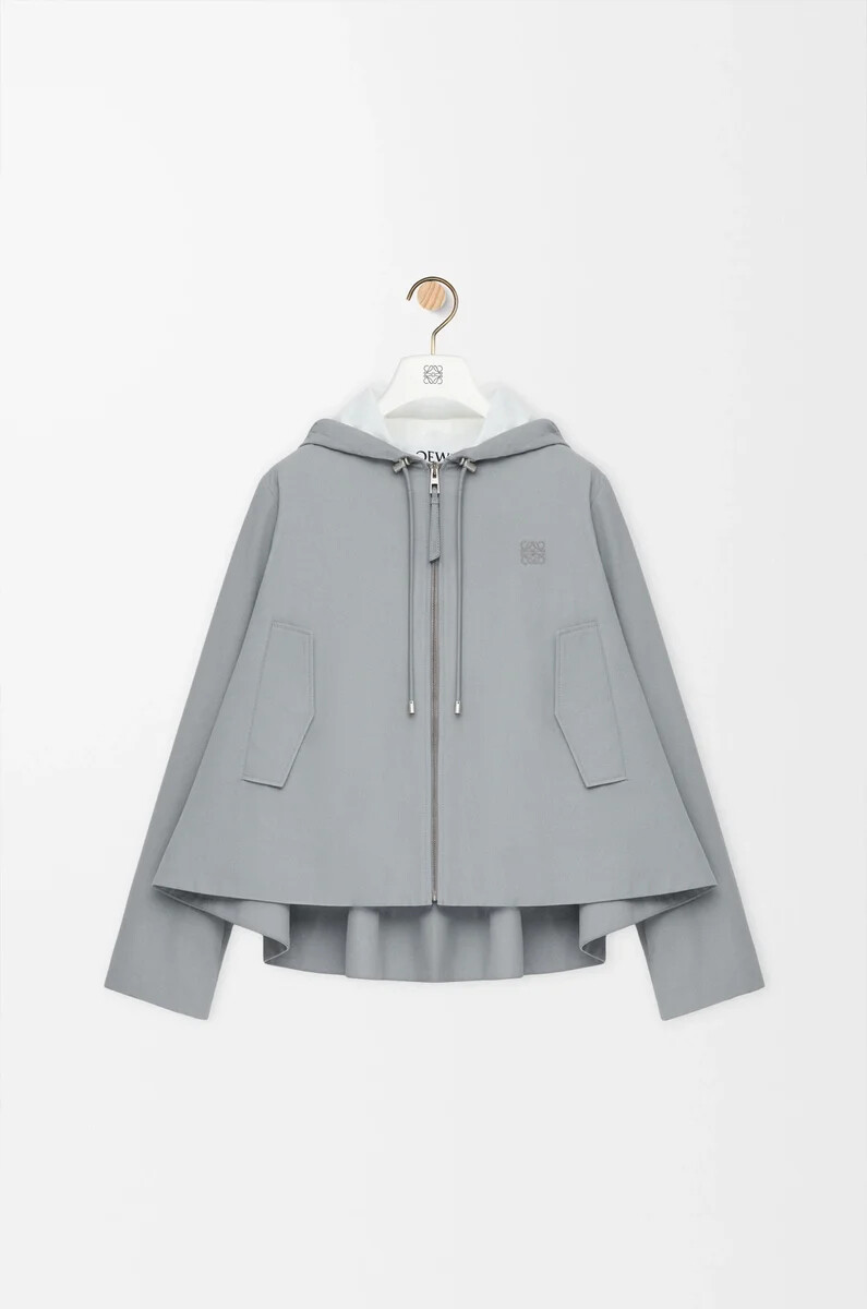 giacca con cappuccio in cotone grigio chiaro