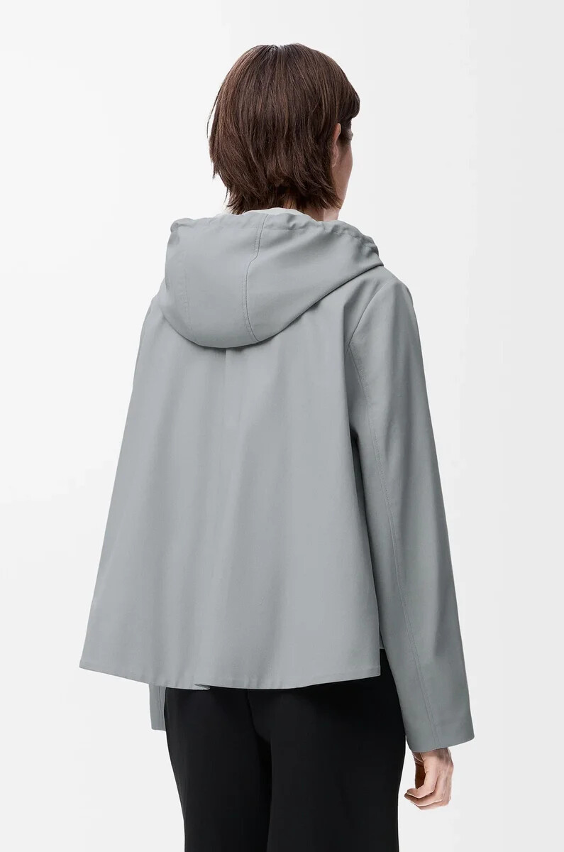 giacca con cappuccio in cotone grigio chiaro