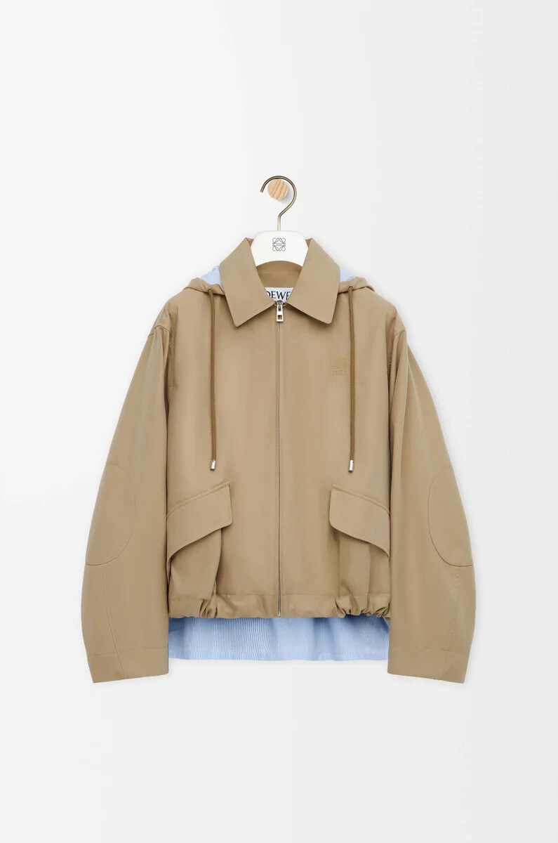 parka con cappuccio in cotone beige
