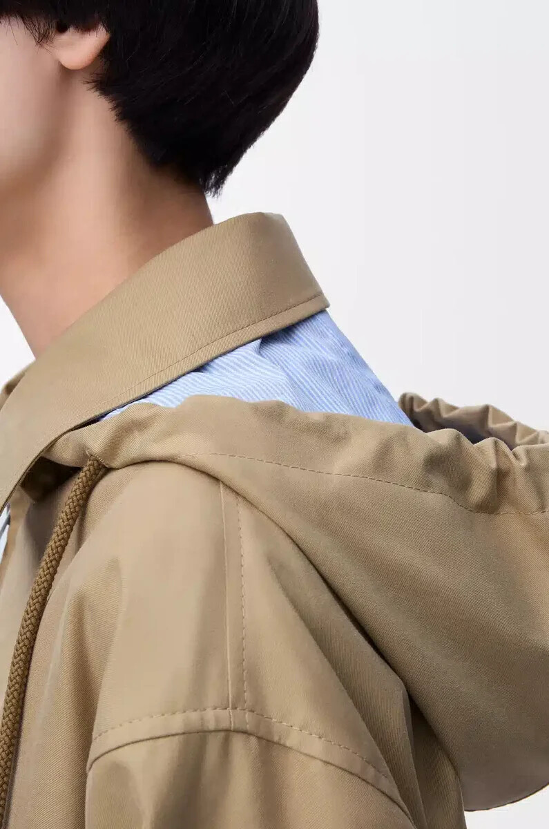 parka con cappuccio in cotone beige