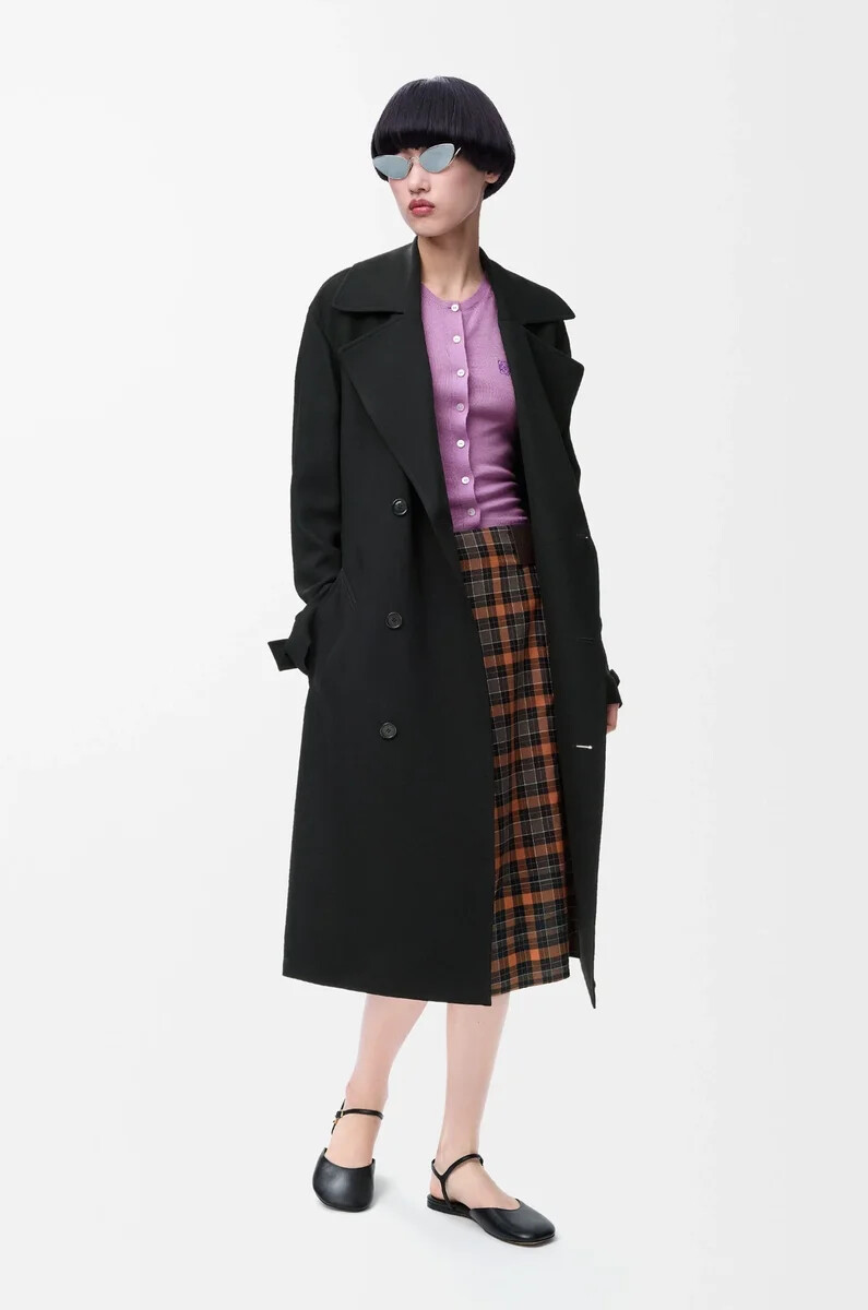 trench in viscosa elasticizzata nero