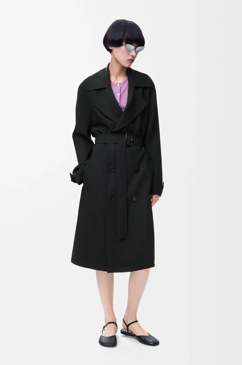 trench in viscosa elasticizzata nero