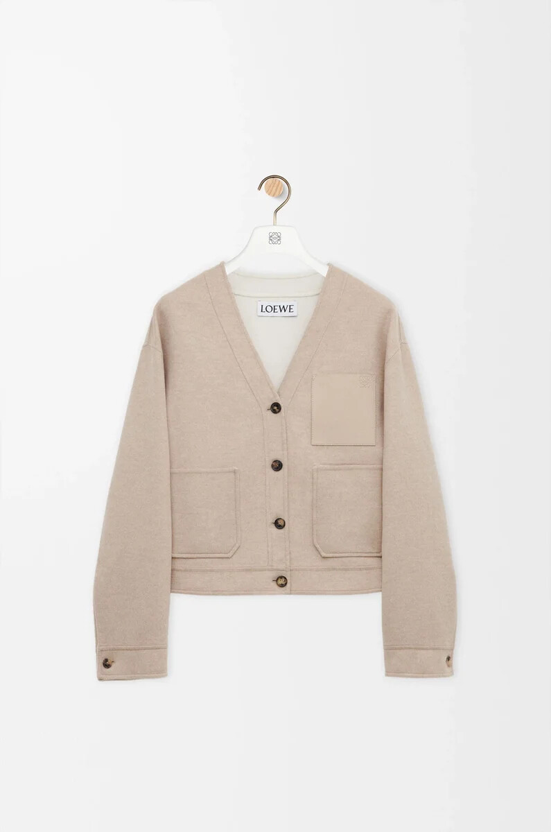 cardigan in lana e cashmere arenariabianco