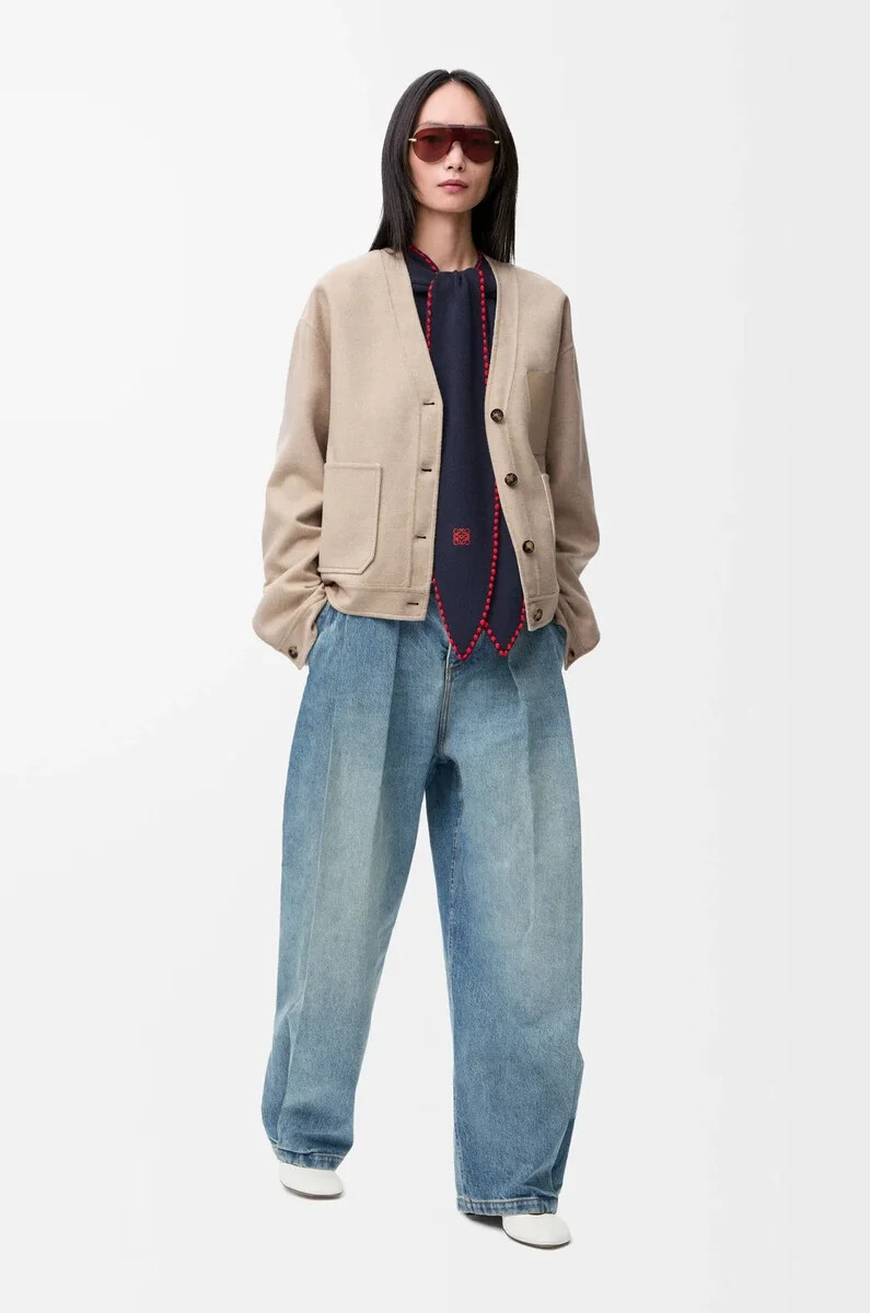cardigan in lana e cashmere arenariabianco