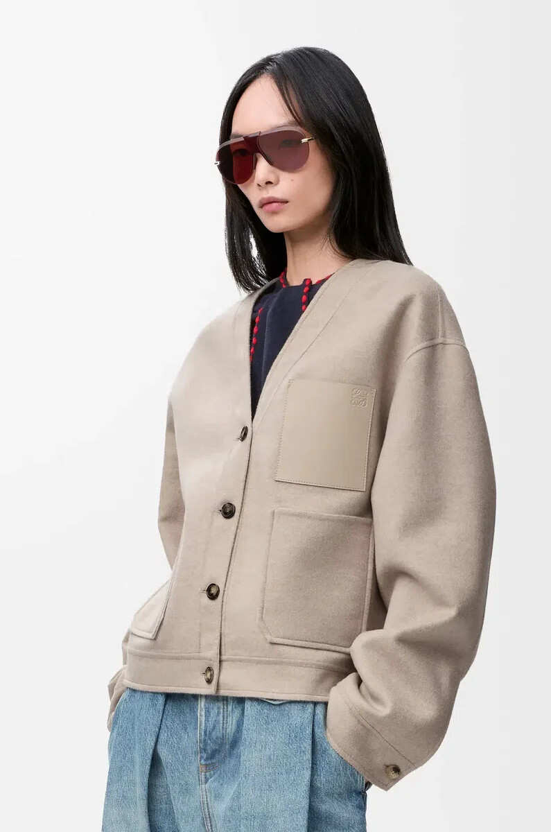 cardigan in lana e cashmere arenariabianco