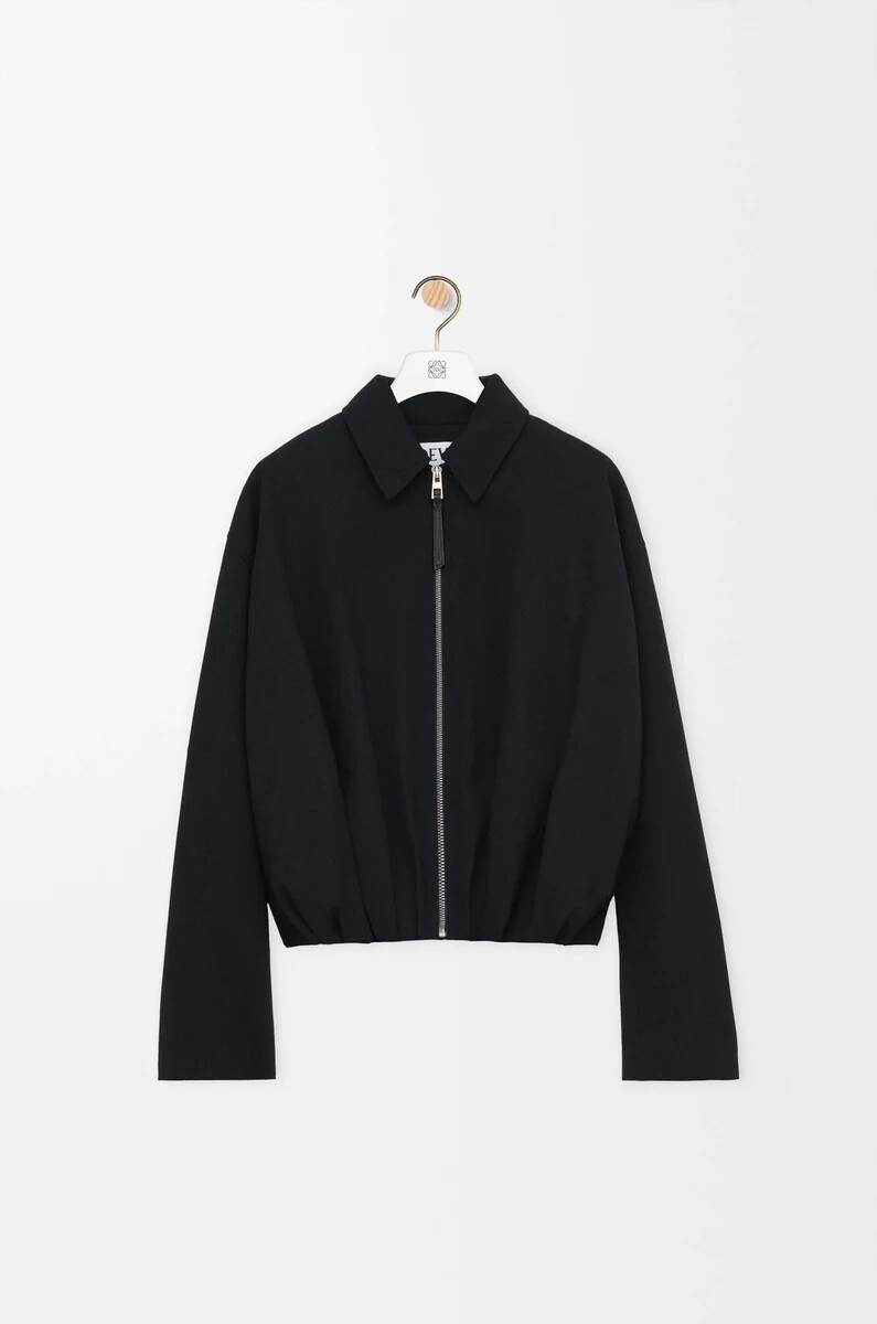 giacca drappeggiata in lana nero