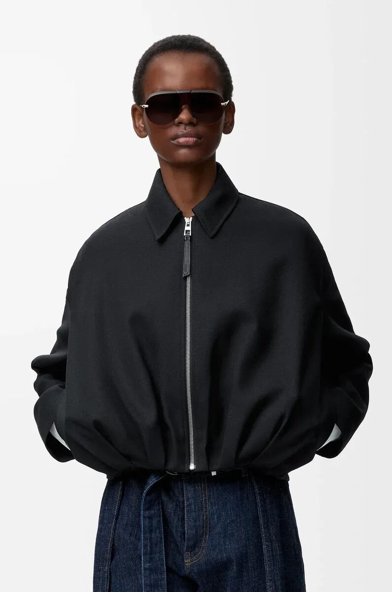 giacca drappeggiata in lana nero