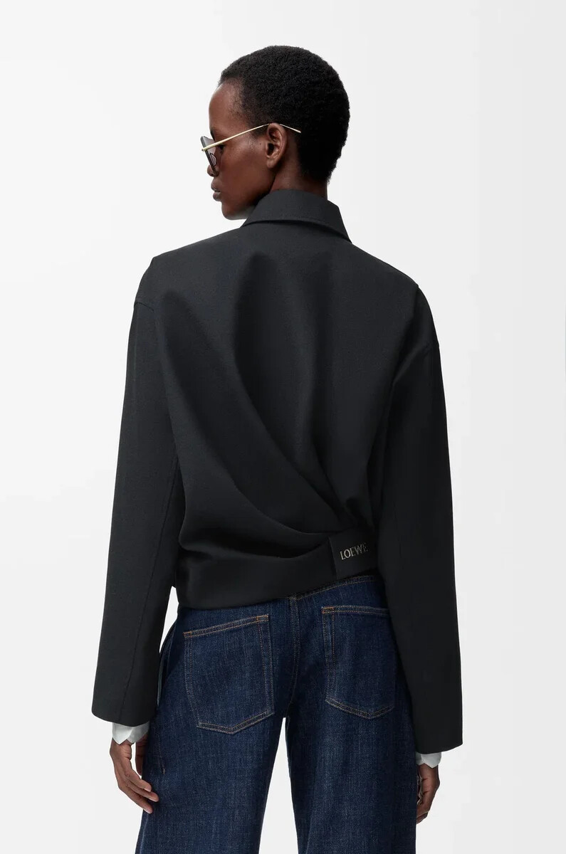 giacca drappeggiata in lana nero