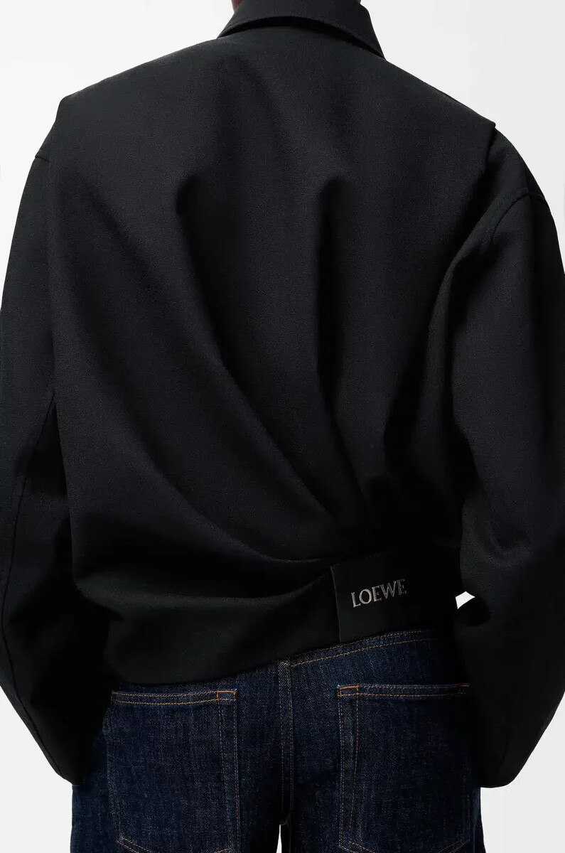 giacca drappeggiata in lana nero