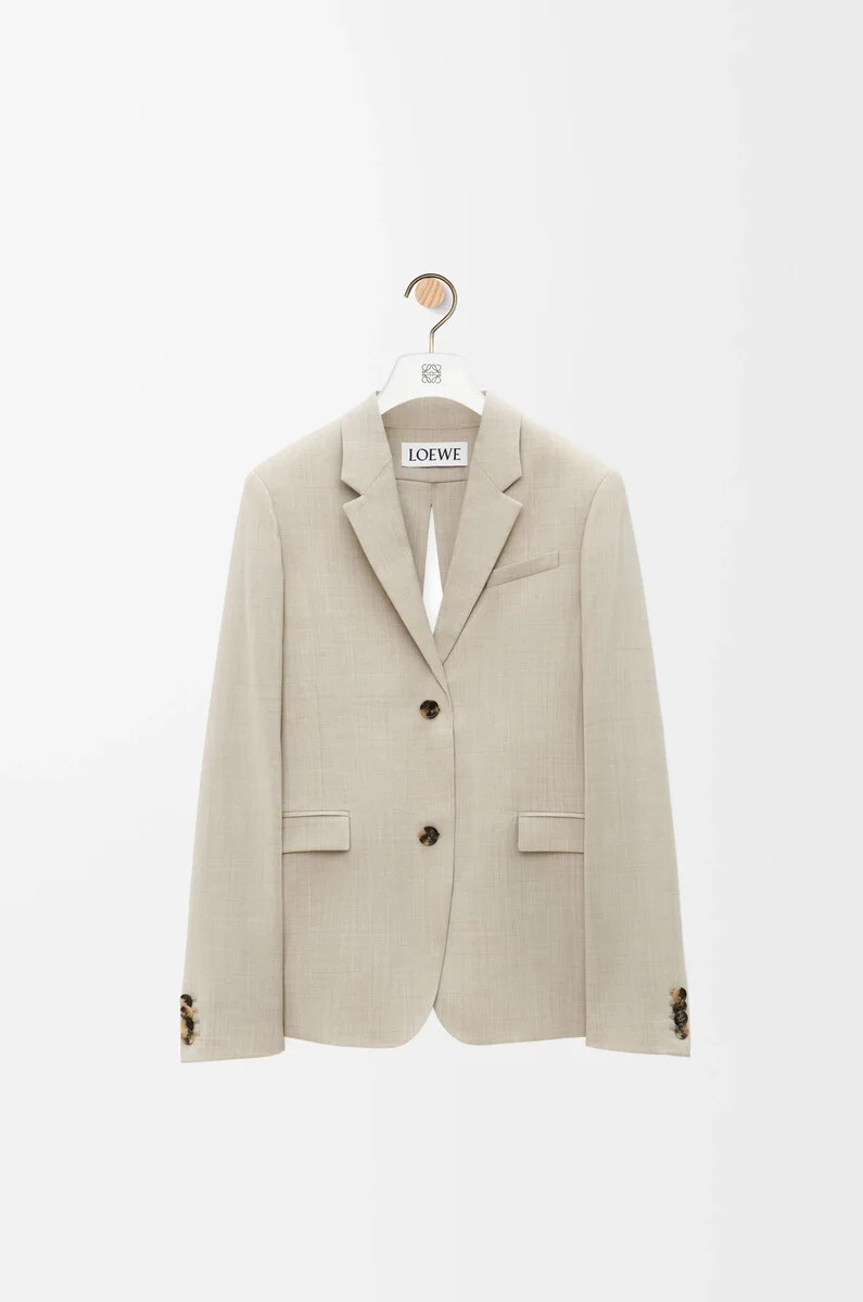giacca sartoriale in lana light beige melange